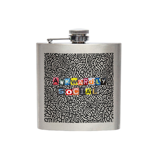Awkwardly Social Stainless Steel Hip Flask - 6oz | Outfique | Featured Products |