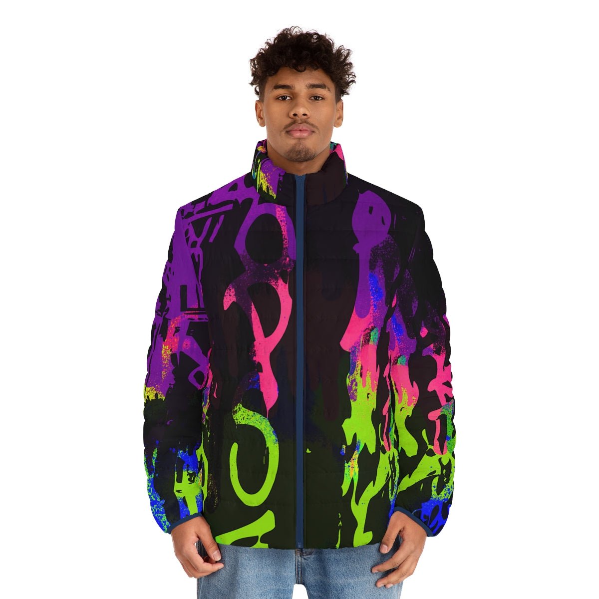 REBEL GRAFFITI NEON Puffer Jacket | CANAANWEAR | Jackets | AOP