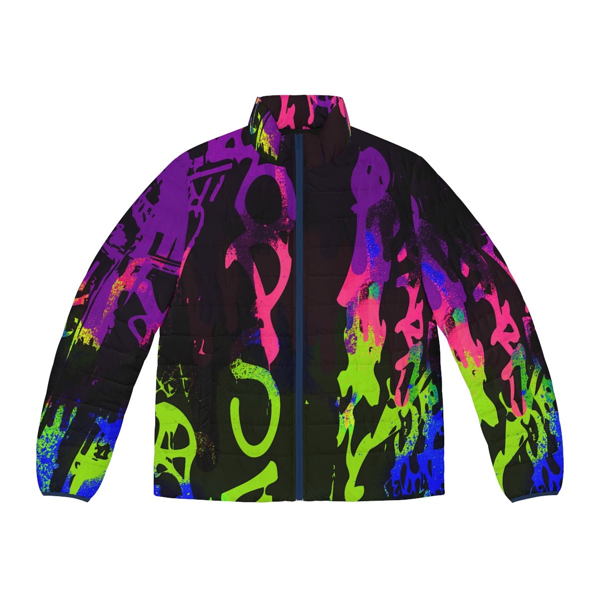 REBEL GRAFFITI NEON Puffer Jacket | CANAANWEAR | Jackets | AOP